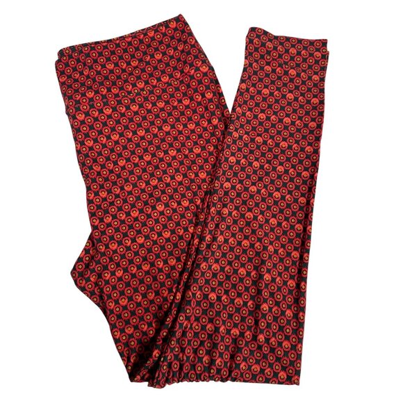 LuLaRoe Black Red Yellow Circles Pattern Polka Dots Leggings Tall & Curvy TC - Picture 1 of 5